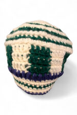 Crochet Beanie in Cream Green and Indigo
