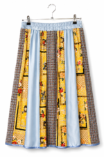 Patchwork Skirt in Yellow Blue and Check Motifs Patchwork Skirt in Yellow Blue and Check Motifs