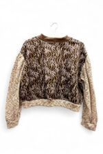 Deadstock Floral Wave Top in Dark Green and Beige