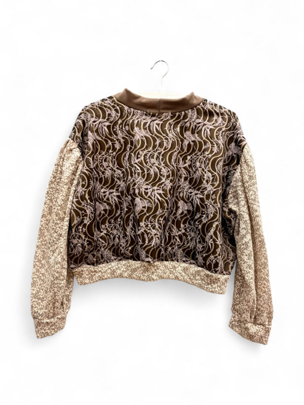 Deadstock Floral Wave Top in Dark Green and Beige