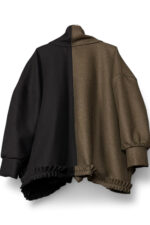 Two Tone Jacket in Black and Brown with Ruffle Details