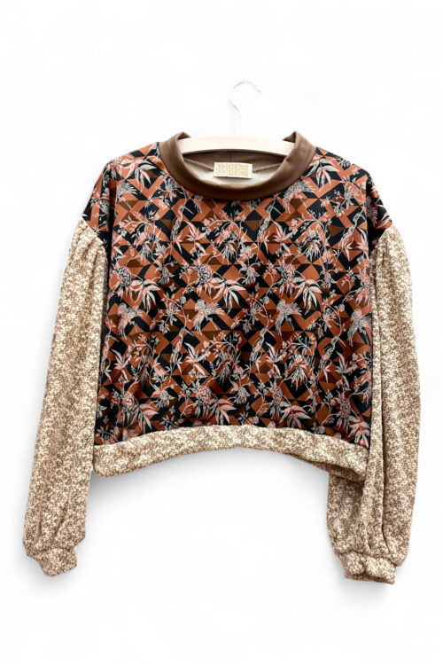 Deadstock Floral Top in Brown and Beige