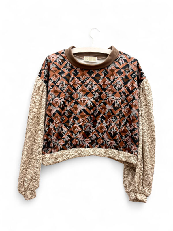 Deadstock Floral Top in Brown and Beige