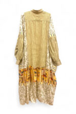 Patchwork Shirt Dress in Yellow and Beige
