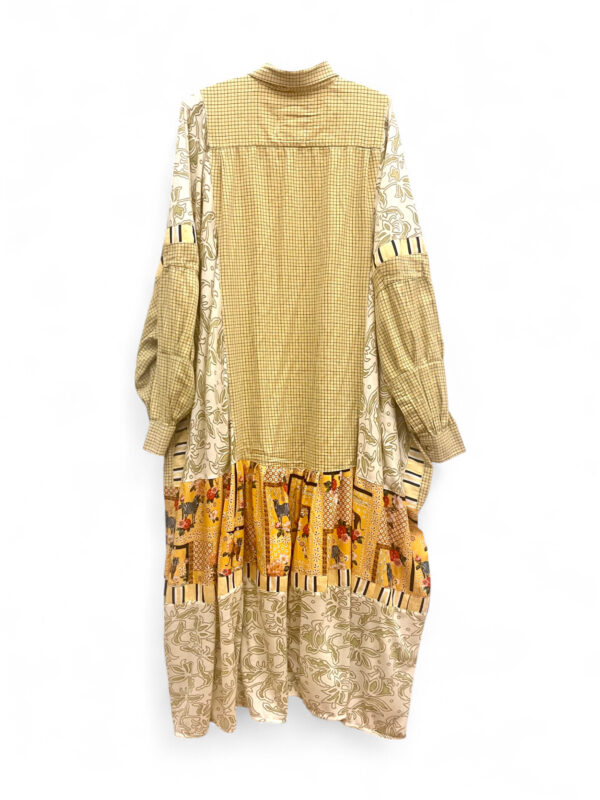 Patchwork Shirt Dress in Yellow and Beige