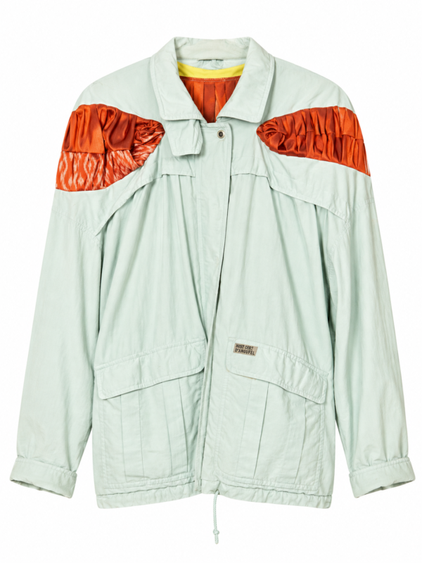 Upcycled Blue Parka Jacket with Thai Silk