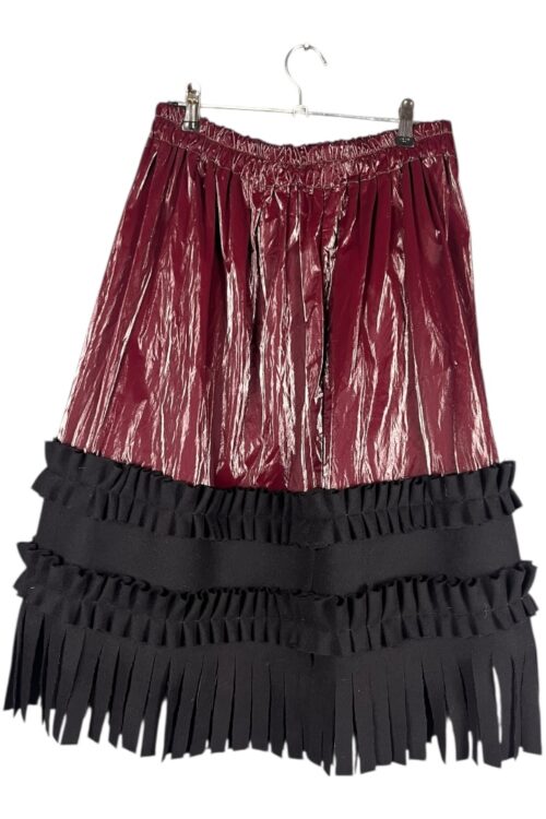 Vinyl and Pleated Skirt in Burgundy and Dark Blue Vinyl and Pleated Skirt in Burgundy and Dark Blue