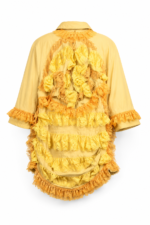 Upcycled Yellow Parka with Lace and Ruffle Details