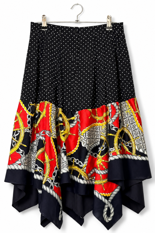 Silk Skirt in Polka Dots and Nautical Print Silk Skirt in Polka Dots and Nautical Print