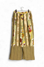 Green Patchwork Pants with Vintage Kitchen Print
