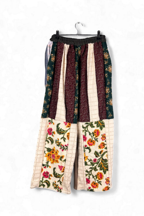 Upcycled Patchwork Pants in Floral and Check Upcycled Patchwork Pants in Floral and Check