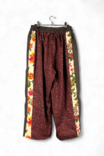 Upcycled Floral Stripe Pants in Burgundy