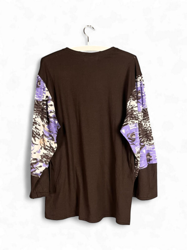 Still Life Print Long Sleeve Top in Brown and Violet