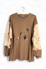 Still Life Top in Cream and Burgundy