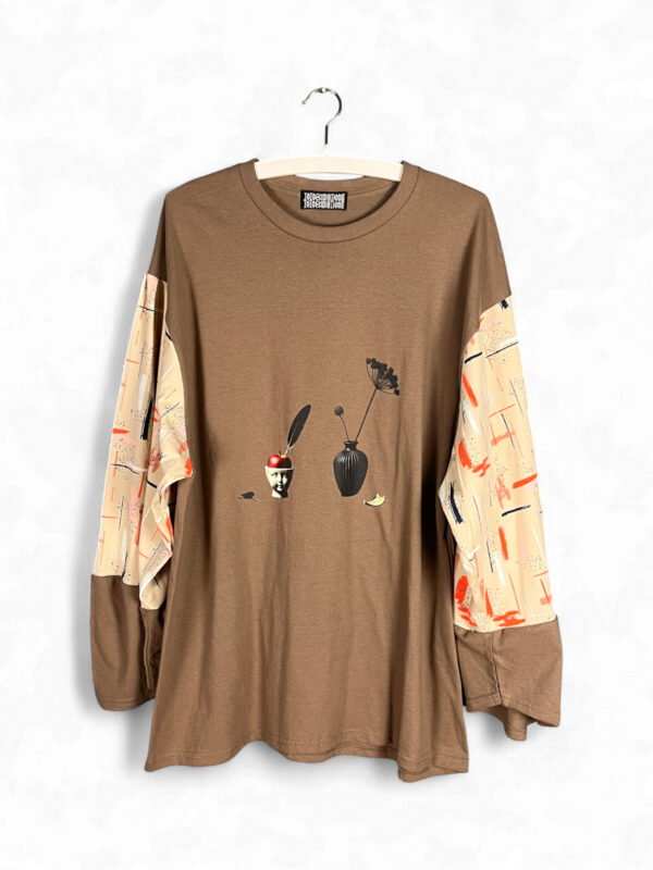 Still Life Top in Cream and Burgundy