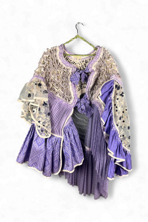 Thai Silk Crochet and Knit Art Jacket in Lavender Thai Silk Crochet and Knit Art Jacket in Lavender