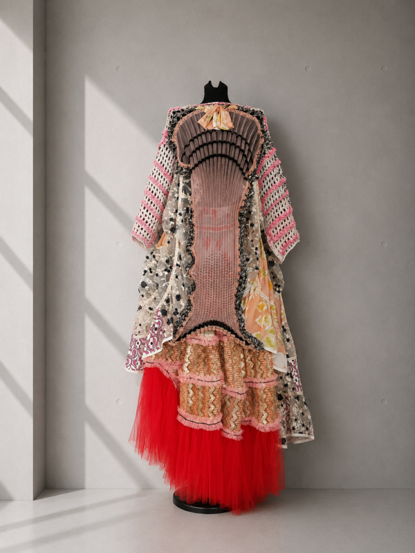 Crochet and Knit Art Dress in Peach and Pink Crochet and Knit Art Dress in Peach and Pink