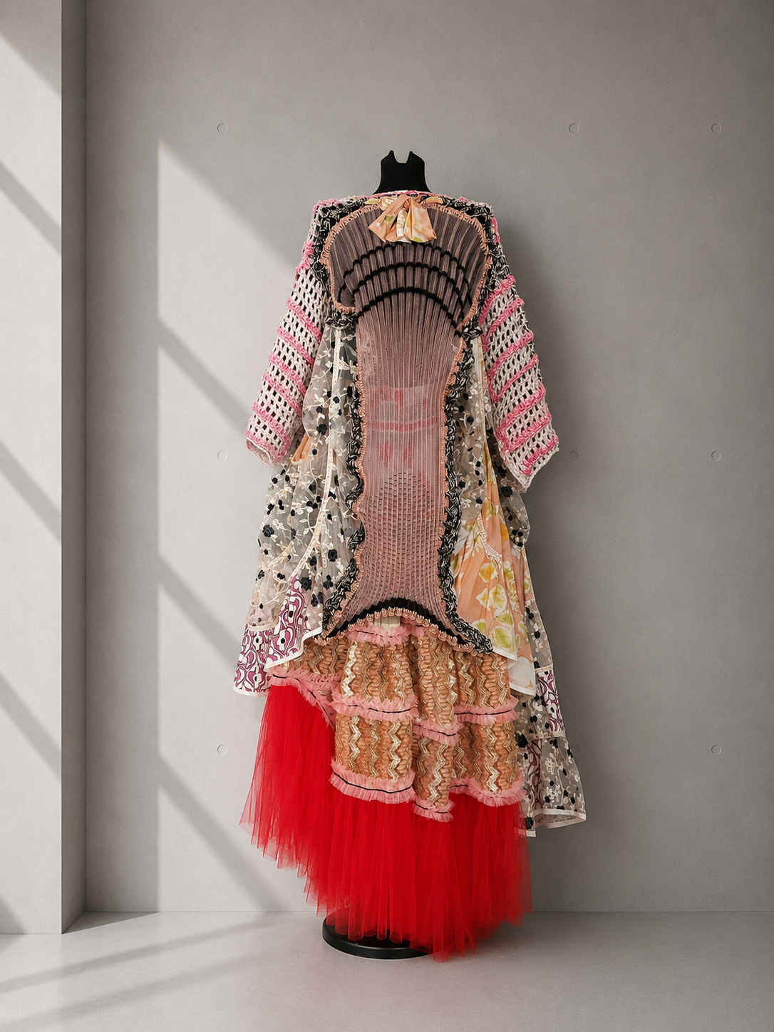 Crochet and Knit Art Dress in Peach and Pink Crochet and Knit Art Dress in Peach and Pink