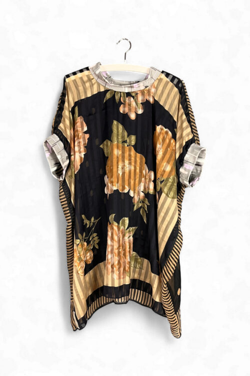 Reversible Top with Floral and Dot Vintage Foulards Reversible Top with Floral and Dot Vintage Foulards