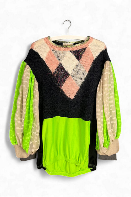Argyle Knit and Neon Green Sports Top