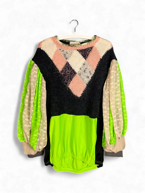 Argyle Knit and Neon Green Sports Top