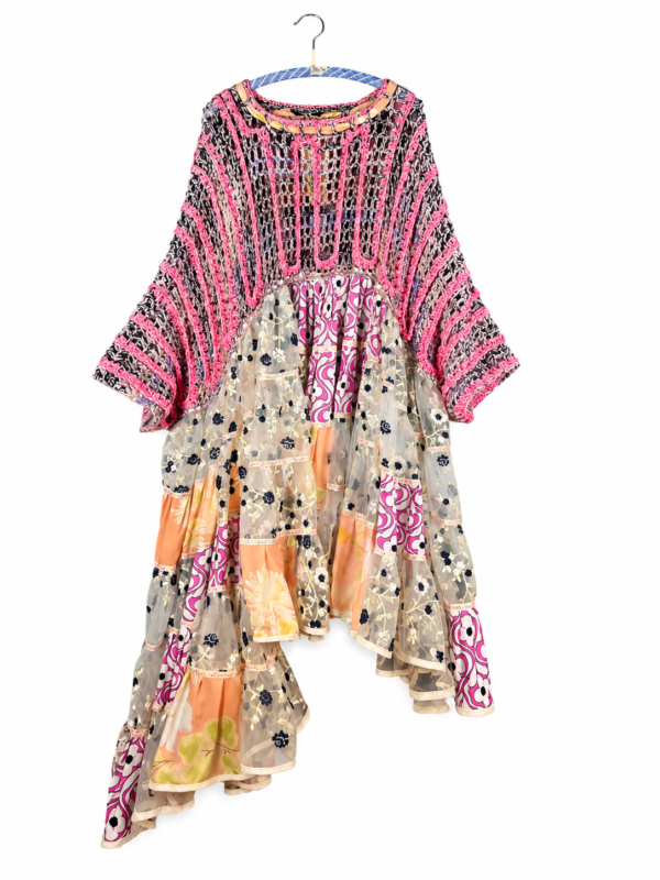 Crochet and Knit Art Dress in Peach and Pink Crochet and Knit Art Dress in Peach and Pink