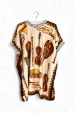 Reversible Top with Floral and Instrument Vintage Foulards Reversible Top with Floral and Instrument Vintage Foulards