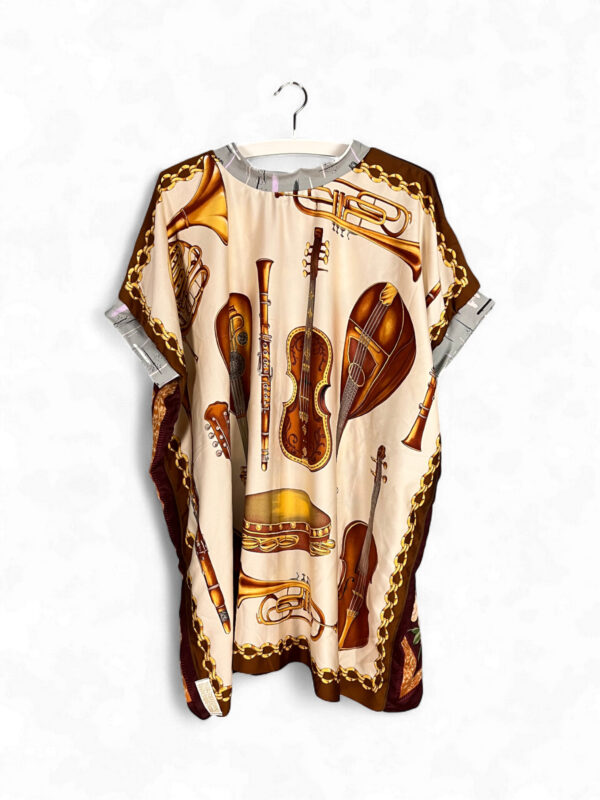 Reversible Top with Floral and Instrument Vintage Foulards Reversible Top with Floral and Instrument Vintage Foulards