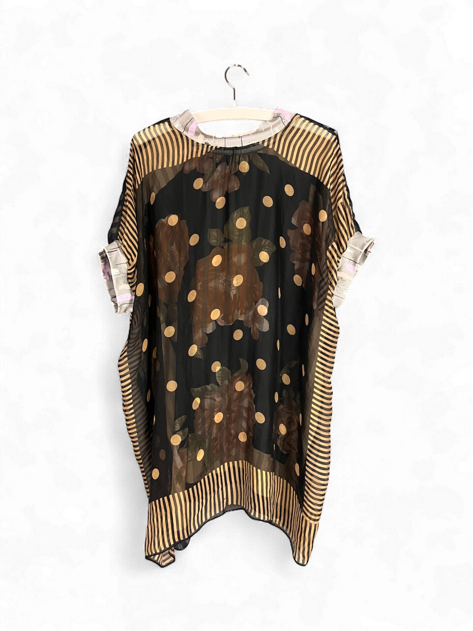 Reversible Top with Floral and Dot Vintage Foulards Reversible Top with Floral and Dot Vintage Foulards