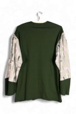 Dark Green Dragonfly Top with Printed Sleeves