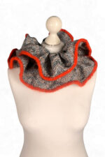 Ruffled Collar Scarf with Orange Trim
