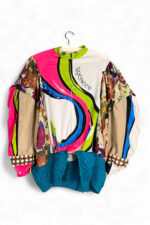 Upcycled Sportswear Jacket with Floral and Crochet Details Upcycled Sportswear Jacket with Floral and Crochet Details