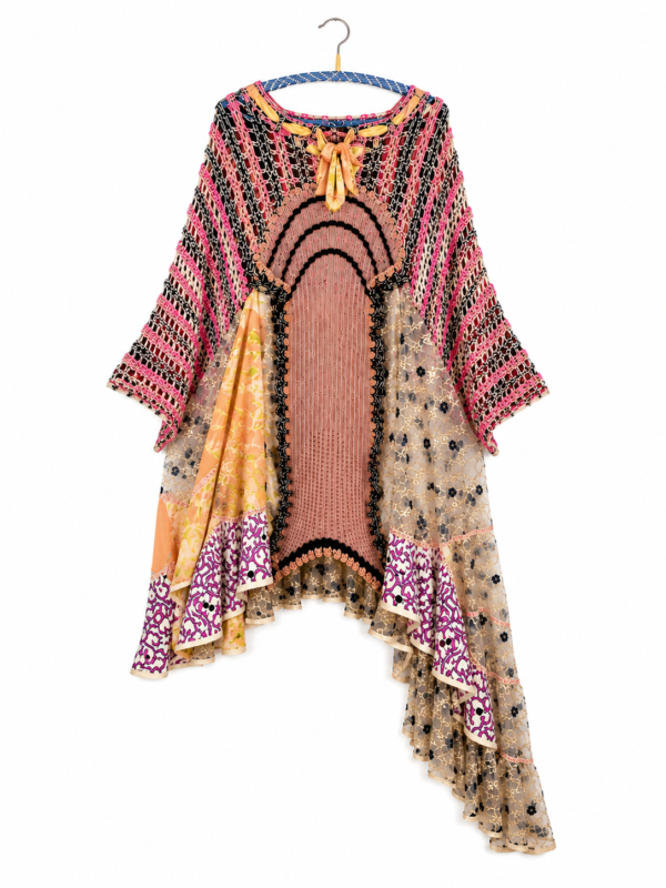 Crochet and Knit Art Dress in Peach and Pink Crochet and Knit Art Dress in Peach and Pink