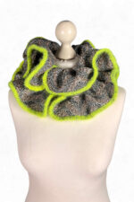 Ruffled Collar Scarf with Neon Yellow Trim