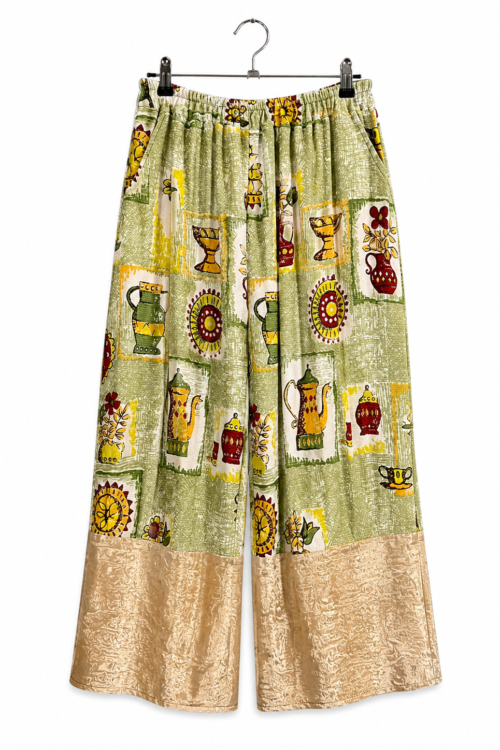 Green Vintage Print Pants
