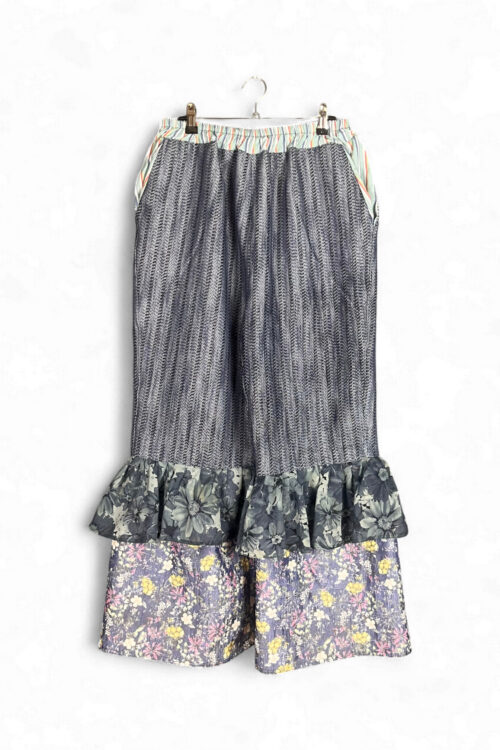 Patchwork Pants in Grey and Floral Layers