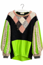 Argyle Knit and Neon Green Sports Top Argyle Knit and Neon Green Sports Top