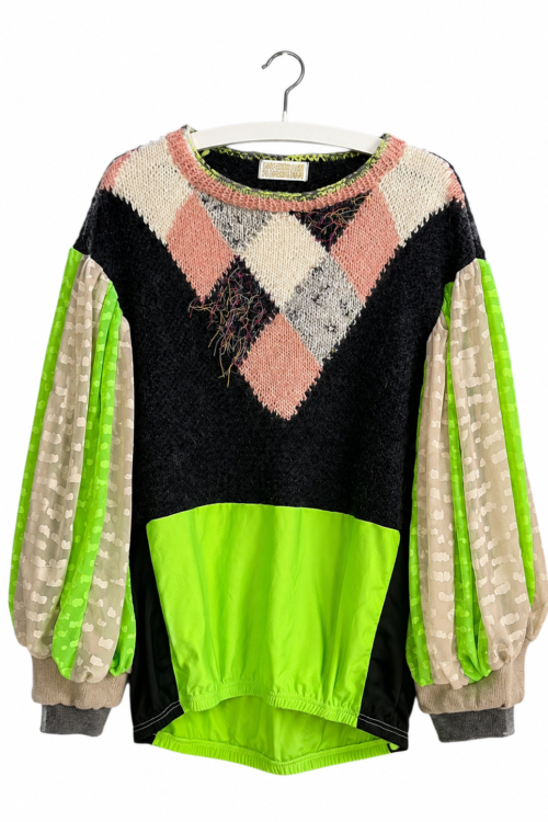 Argyle Knit and Neon Green Sports Top