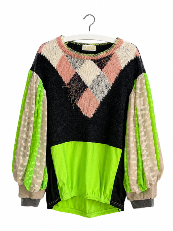 Argyle Knit and Neon Green Sports Top Argyle Knit and Neon Green Sports Top