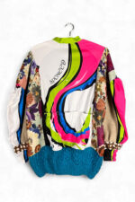 Upcycled Sportswear Jacket with Floral and Crochet Details Upcycled Sportswear Jacket with Floral and Crochet Details