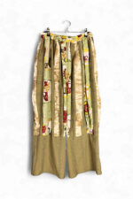 Green Patchwork Pants with Vintage Kitchen Print