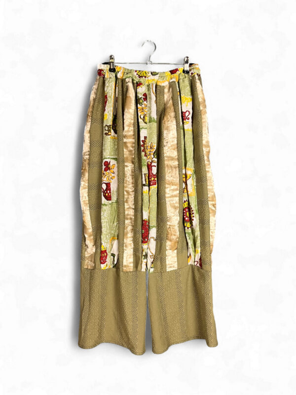 Green Patchwork Pants with Vintage Kitchen Print