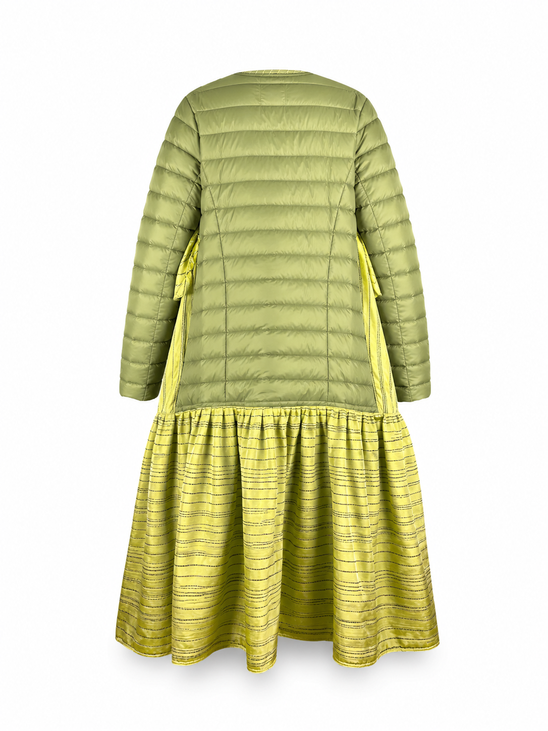 Upcycled Quilted Coat Dress in Pistachio and Lemon Upcycled Quilted Coat Dress in Pistachio and Lemon