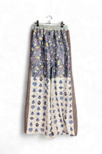 Patchwork Pants with Blue and Yellow Floral and Ceramic Motifs