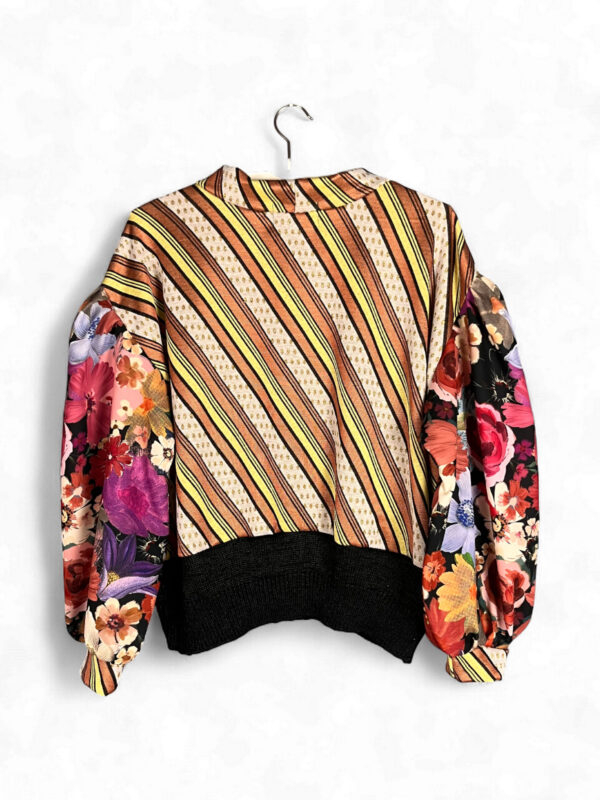 Striped and Floral Upcycled Sweater