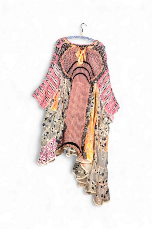 Crochet and Knit Art Dress in Peach and Pink Crochet and Knit Art Dress in Peach and Pink