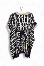 Reversible Top with Geometric and Typography Vintage Foulards