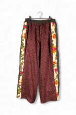 Upcycled Floral Stripe Pants in Burgundy