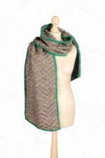Herringbone Scarf with Green Trim