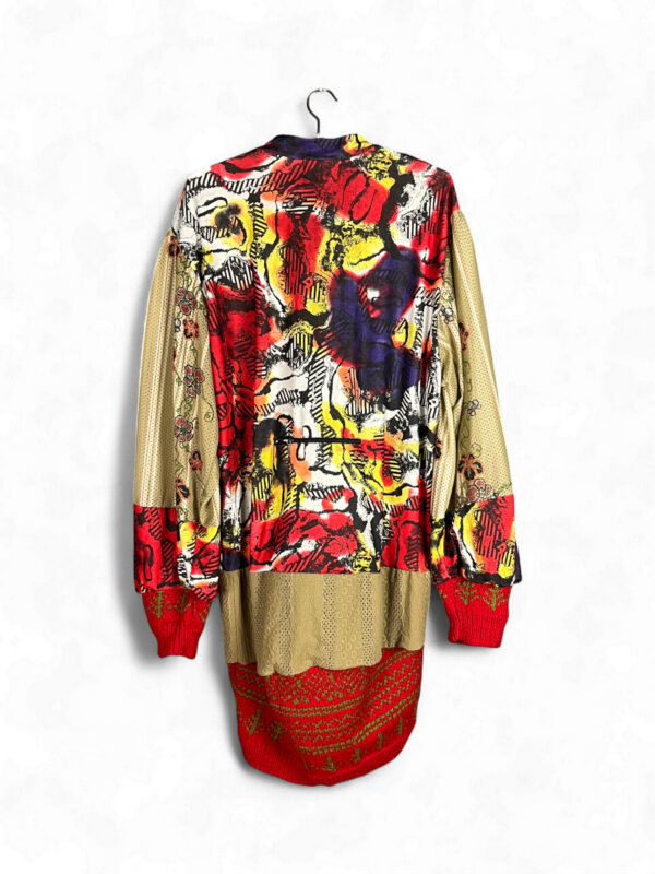 Printed Knit Dress in Red and Beige